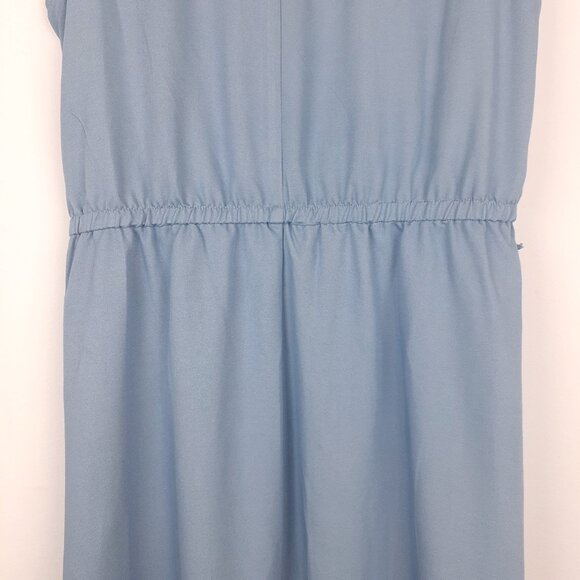 Ruffle Front Chambray Dress Size 10. Blue Midi Frilly Feminine Sun London Times - Picture 11 of 16